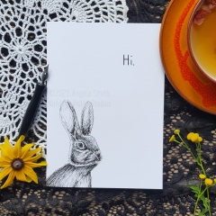 Peeking Hare - 5x7 Blank Greeting Card.